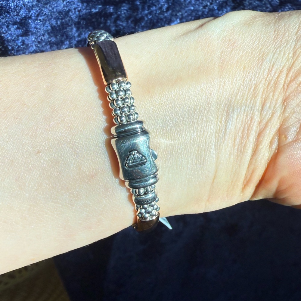 High Bar  Rose Gold Station Caviar Bracelet | 6mm from Lagos Sz 6 - Picture 7 of 11